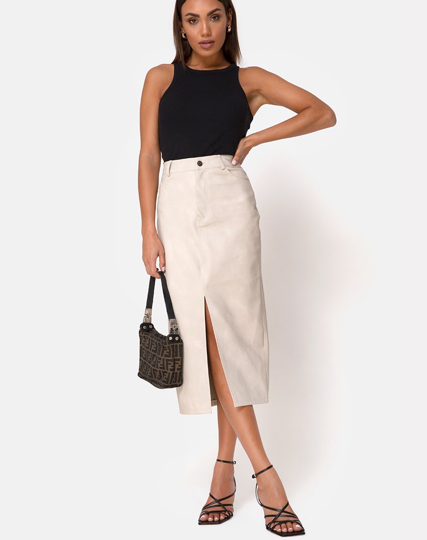 Immagine di Pyra Midi Skirt in PU Stone