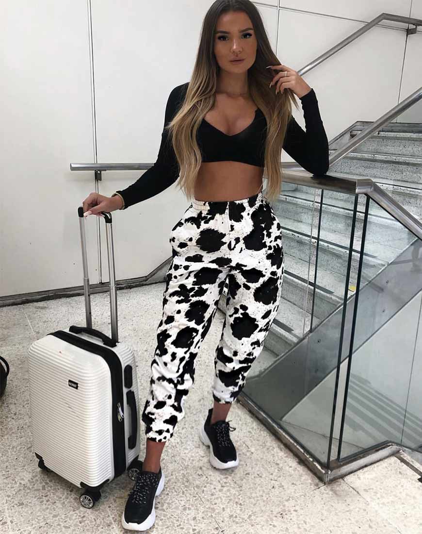 Immagine di Basta Jogger in pelle di mucca marrone/bianco