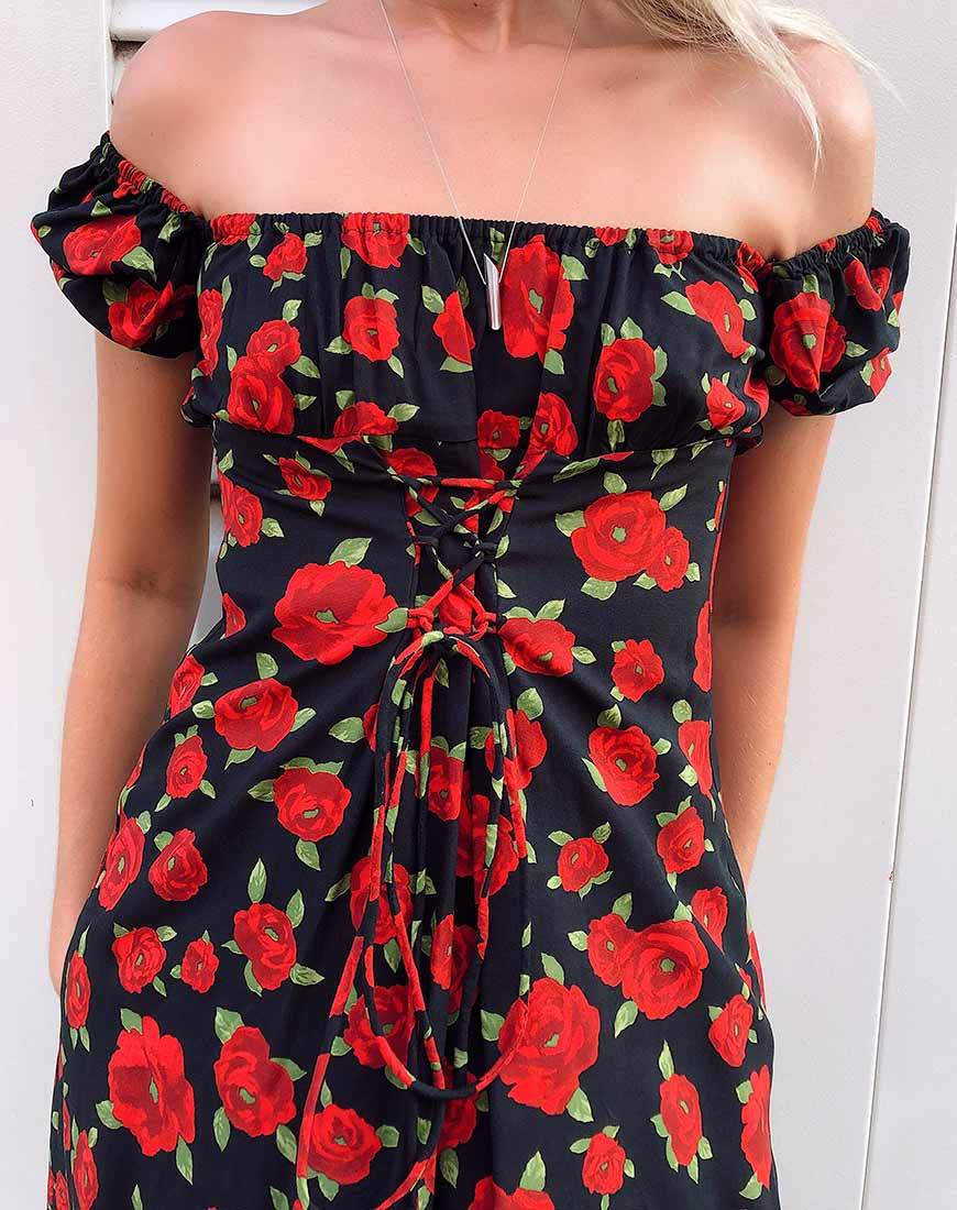 Mini abito Ruzenta in Roaming Rose Nero
