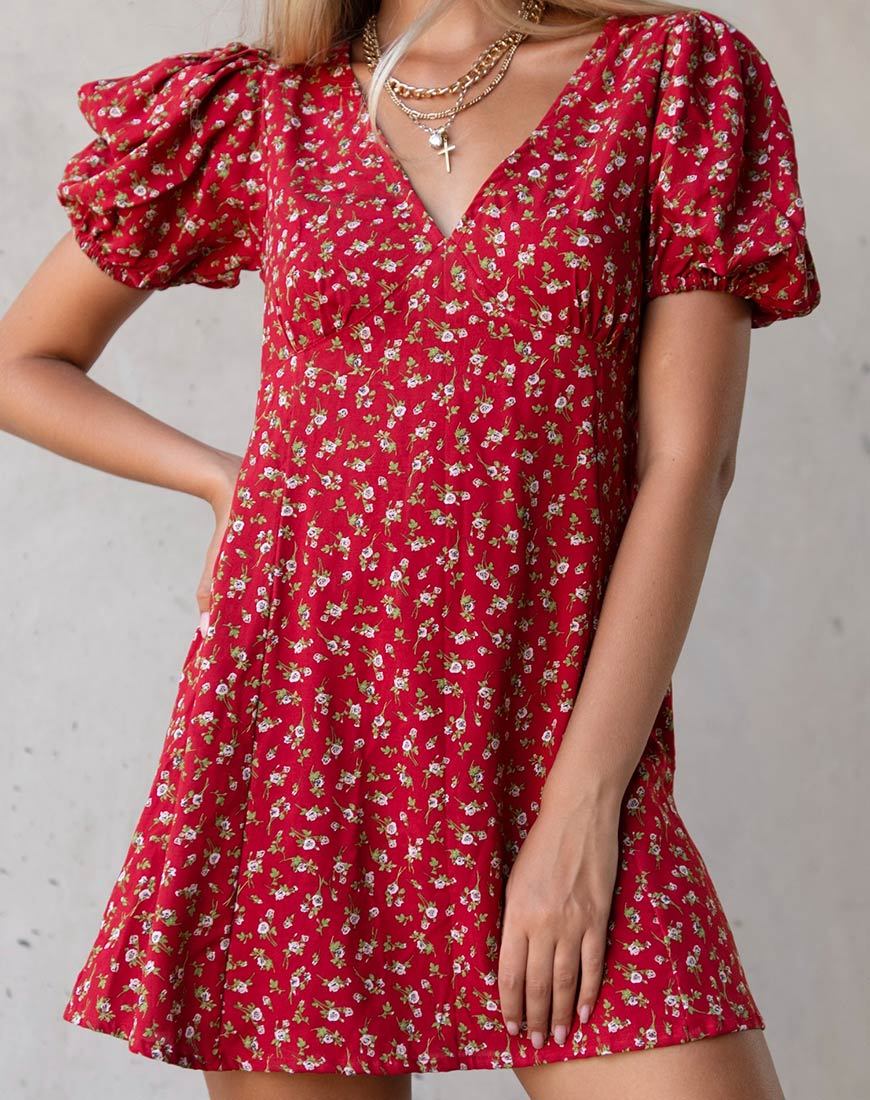 Vestito Elfira in rosso floreale Falling for You
