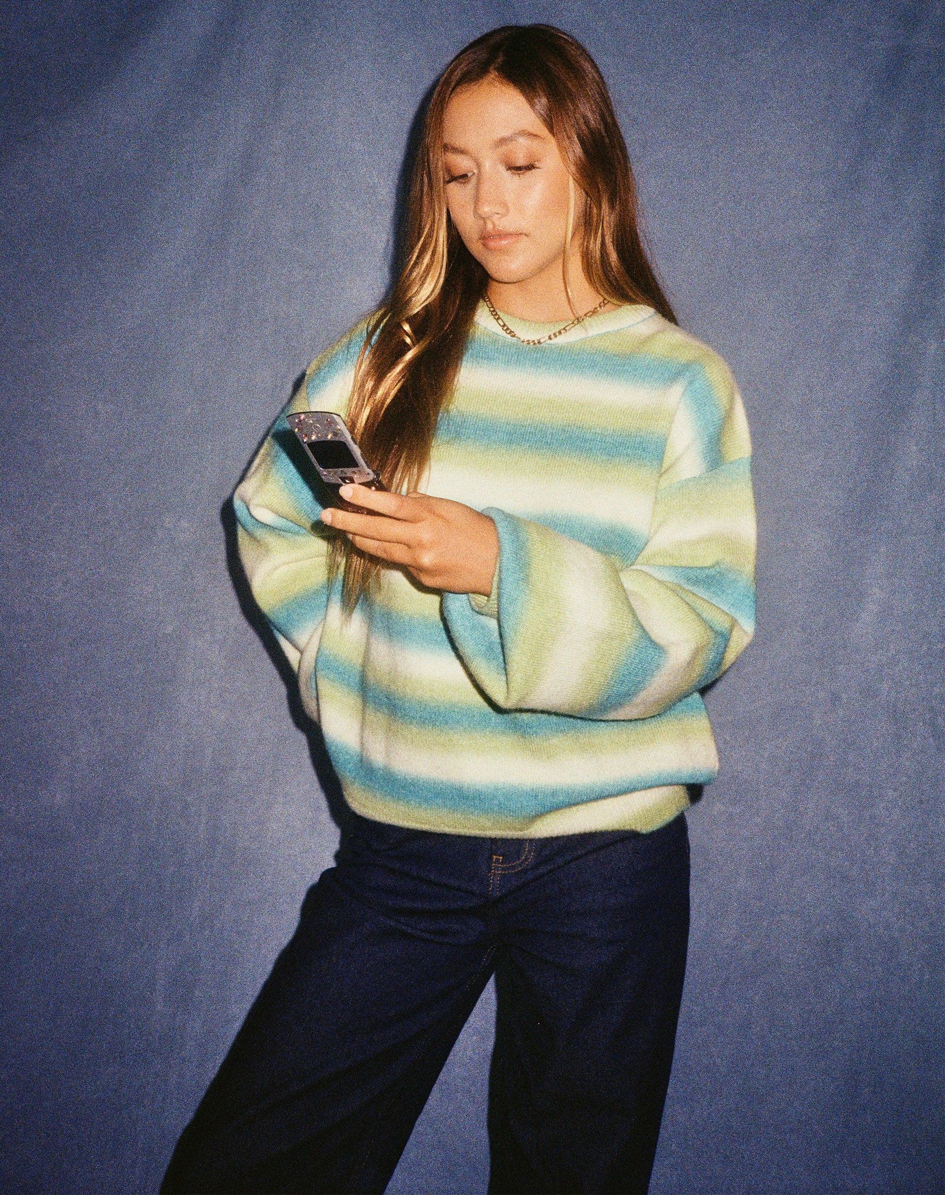 immagine del maglione Ammaria a righe miste blu