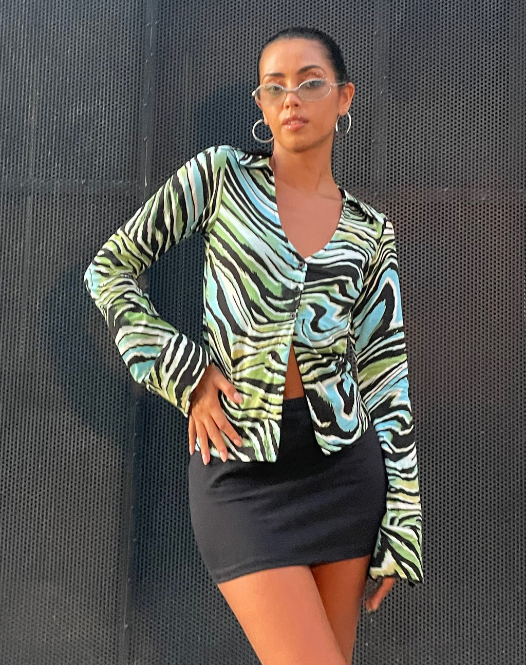Camicia Ruth in Warped Zebra Blue