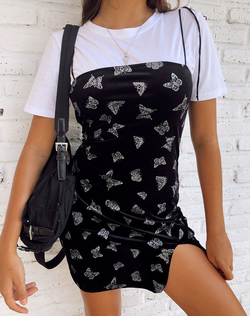 Immagine di Verso Dress in nero con farfalla glitterata
