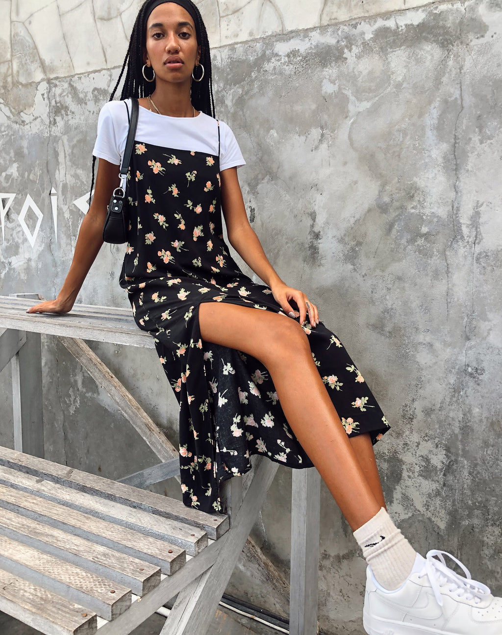 Maxi abito Mirza in Rose Garden nero