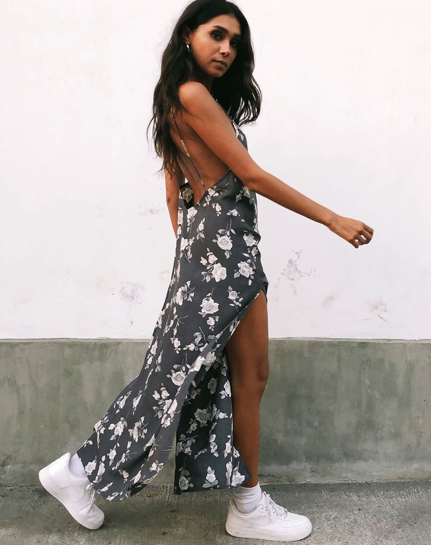 Maxi abito Hime in bianco rosa grigio