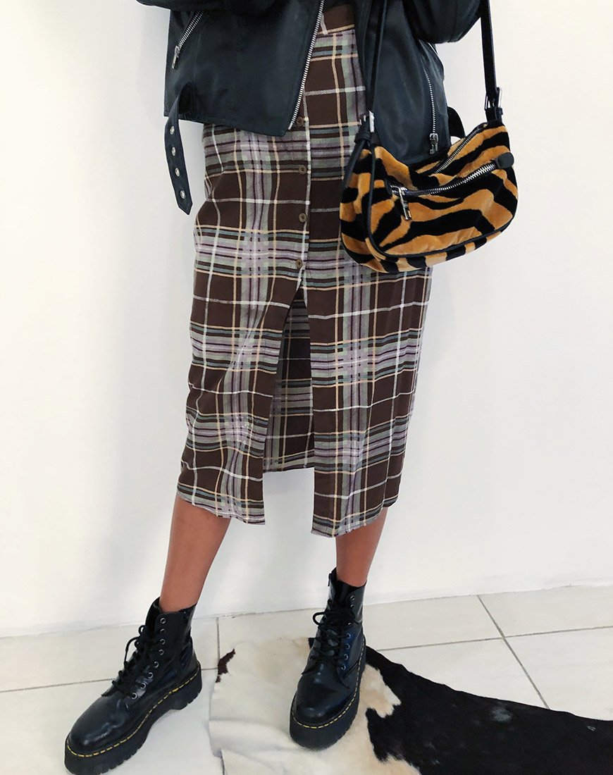 Gonna Kaisa in tartan marrone