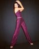 Immagine di Niran - Pantalone a gamba larga in glitter lucido viola scuro