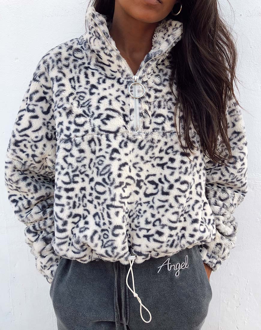 Nero Ring Pull Jacket in Leopardo bianco