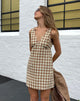 immagine di MOTEL X JACQUIE Eluned Day Dress a quadri gialli e marroni