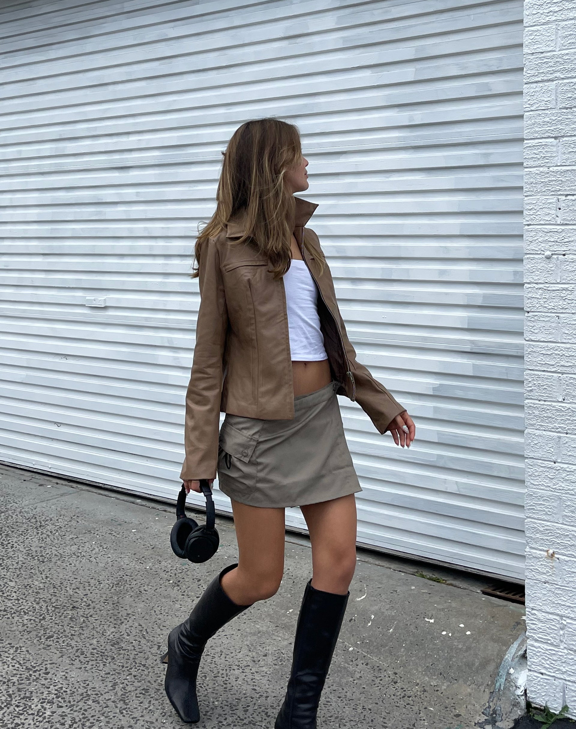 Immagine di MOTEL X JACQUIE Zephyr Mini Gonna in cotone drill Taupe