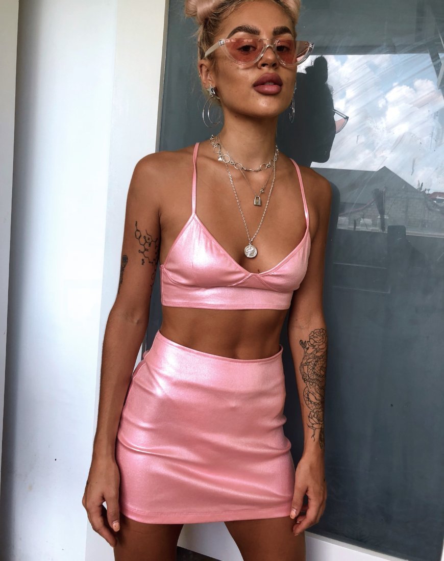 Immagine di Ewi Minigonna in rosa baby metallizzato e scintillante