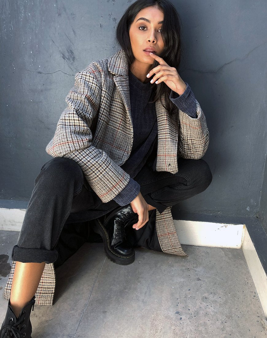 Immagine del cappotto lungo Duster in Glenn Check Naturale