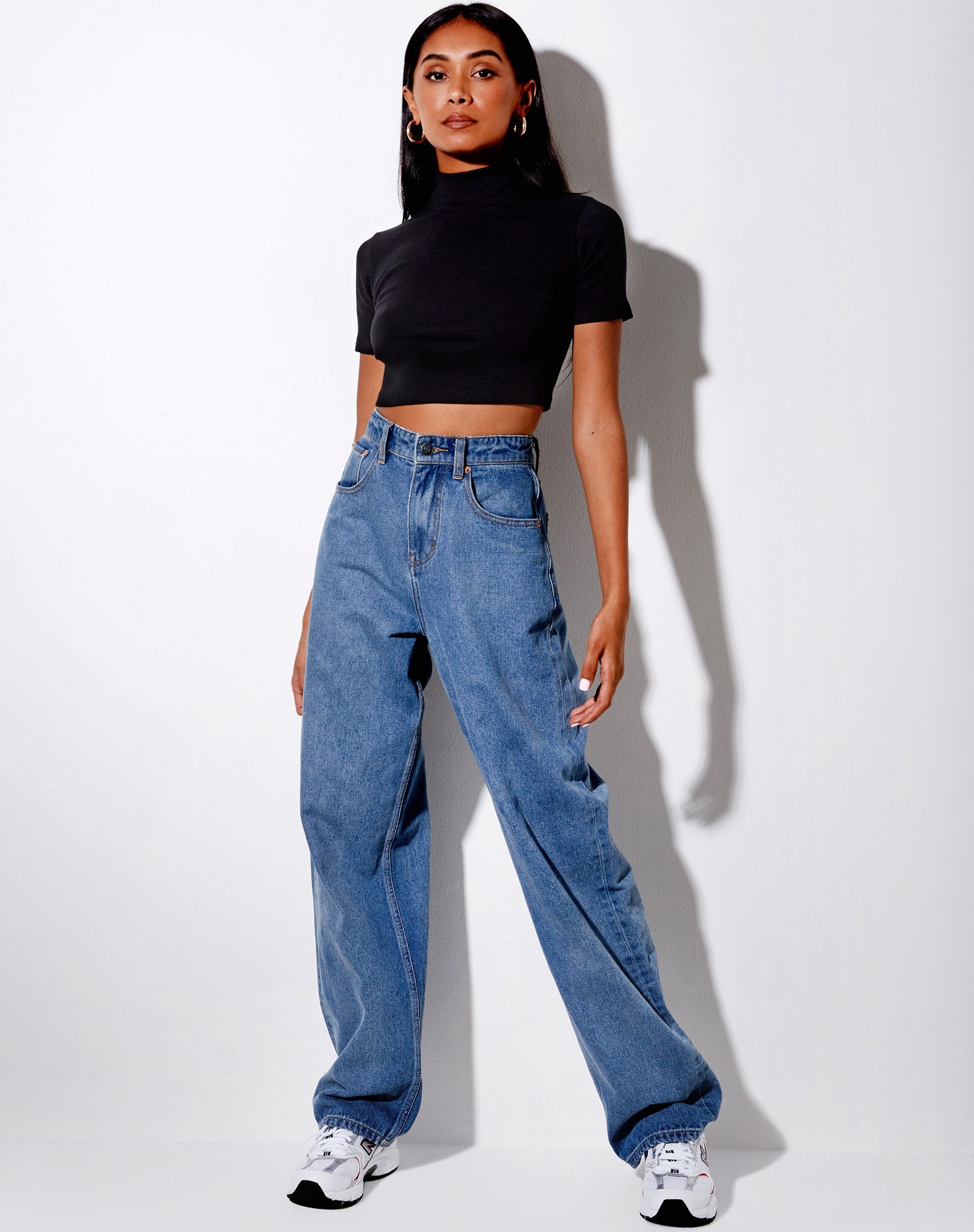 Immagine di Que Crop Top a costine nero