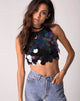 Immagine di Queenz Crop Top in paillettes a disco grande Petrol