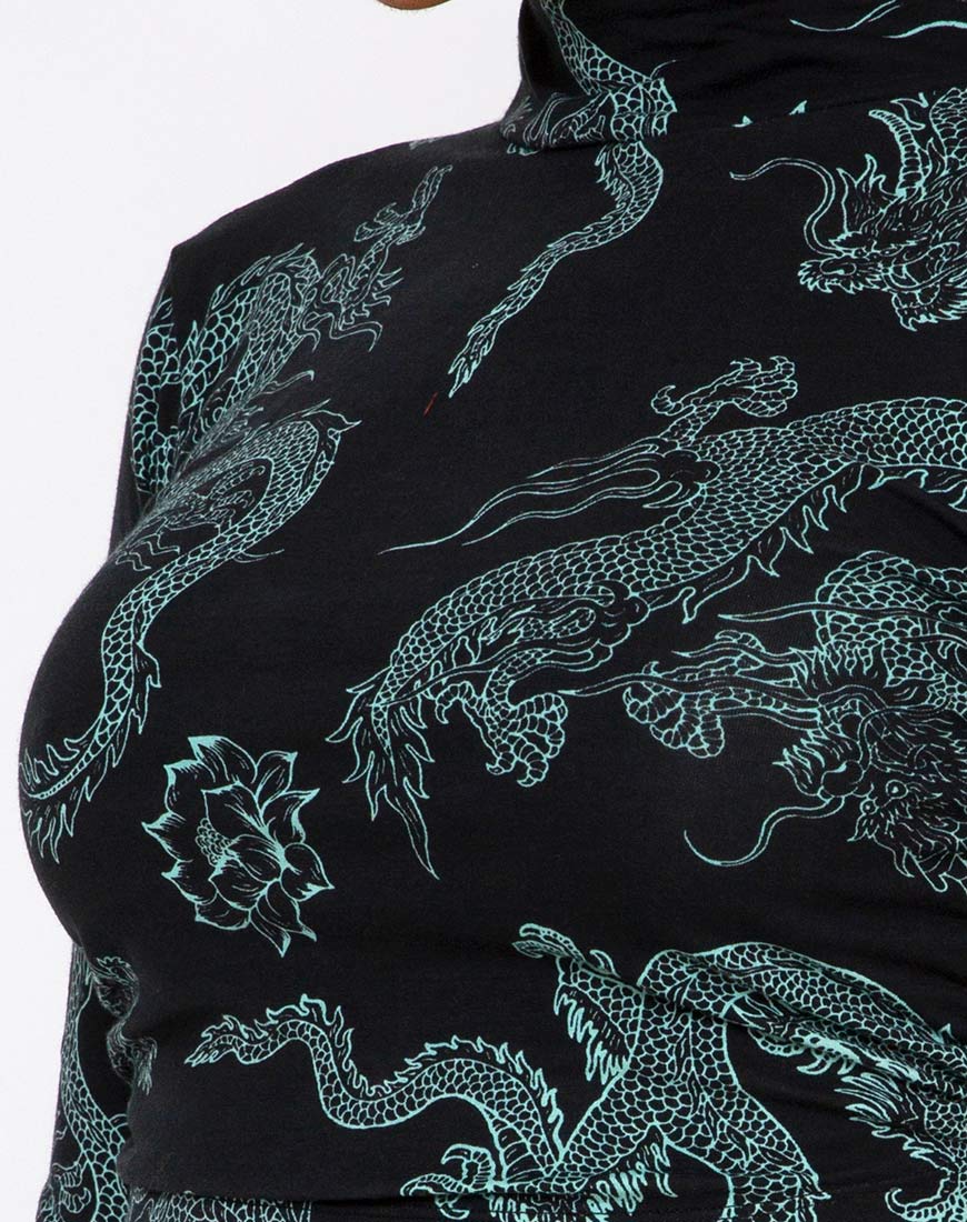 Immagine di Quelia Top in Dragon Flower Nero e Menta