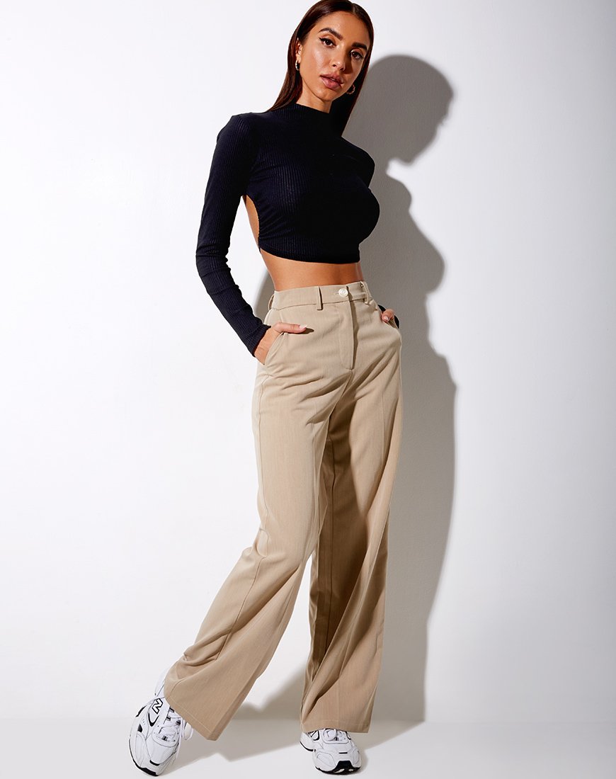 Immagine di Quelia Crop Top a costine nero