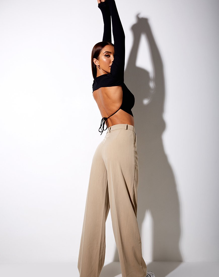 Immagine di Quelia Crop Top a costine nero