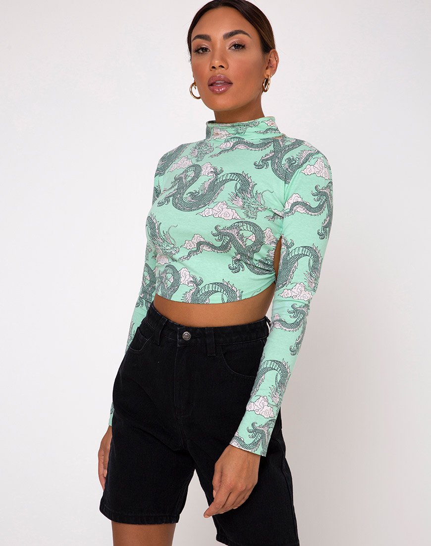 Immagine di Quelia Crop Top in dragone cinese Neo Mint