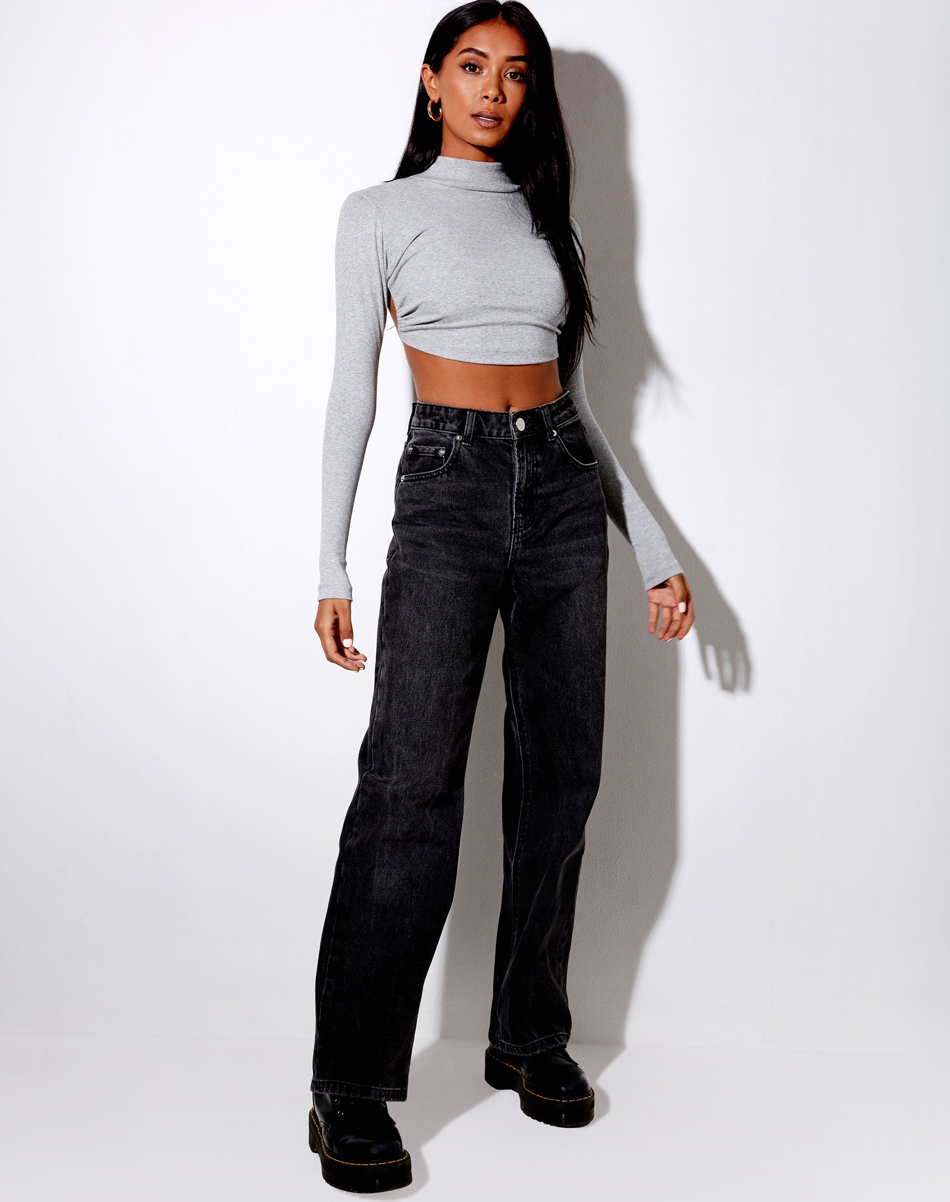 Immagine di Quelia Crop Top in Rib Greymarl