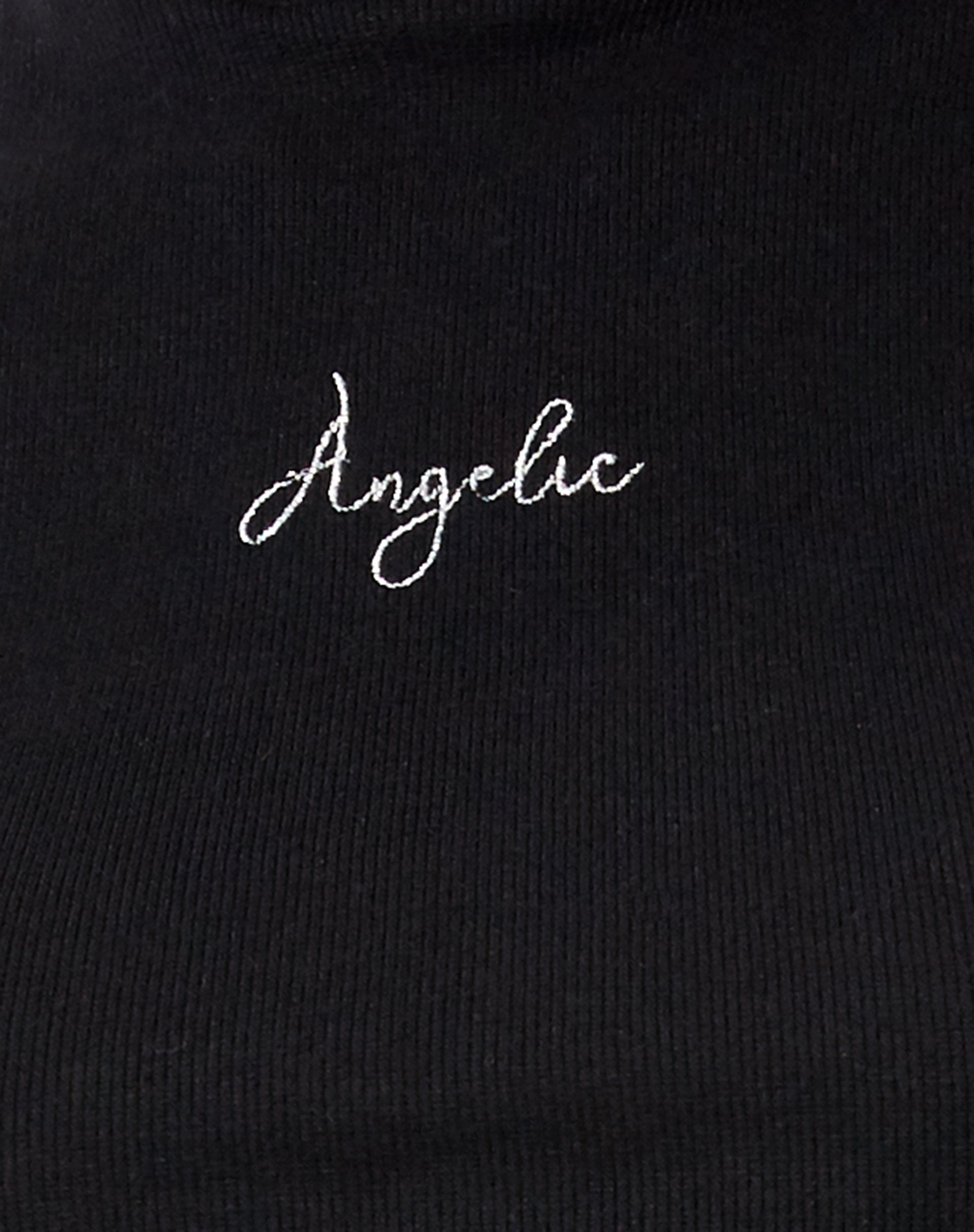 Immagine di Quera Crop Top in Rib Black Angelic Embro