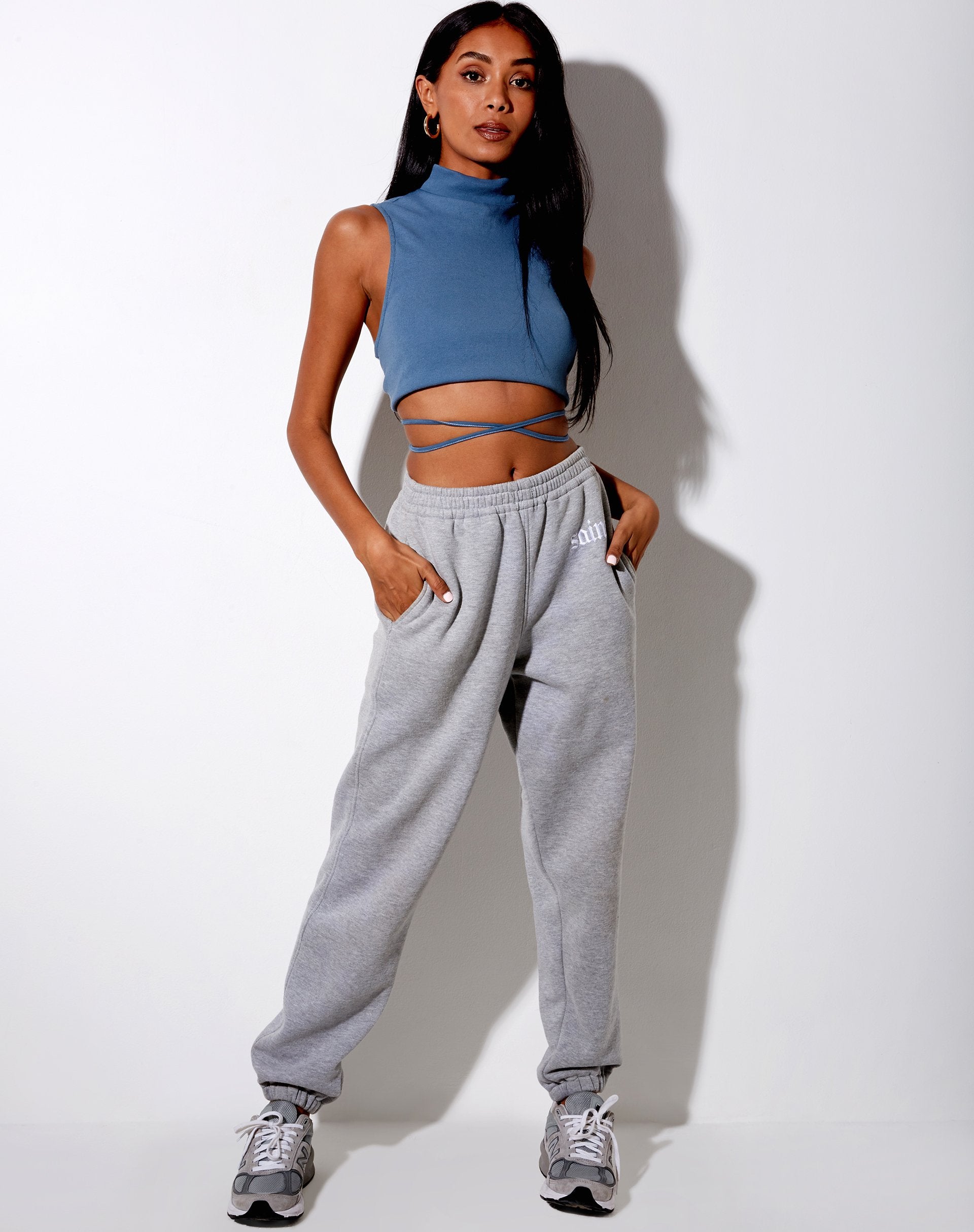 Immagine di Quera Crop Top in Rib Mineral Blue