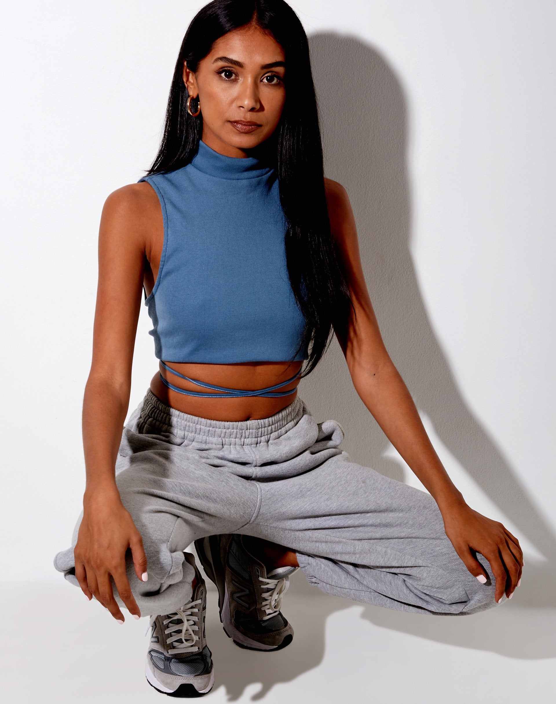 Immagine di Quera Crop Top in Rib Mineral Blue