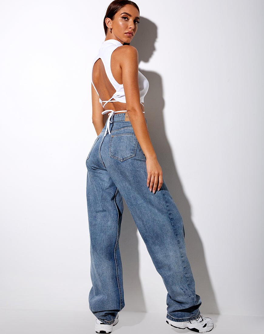 Immagine di Quera Crop Top a coste bianco