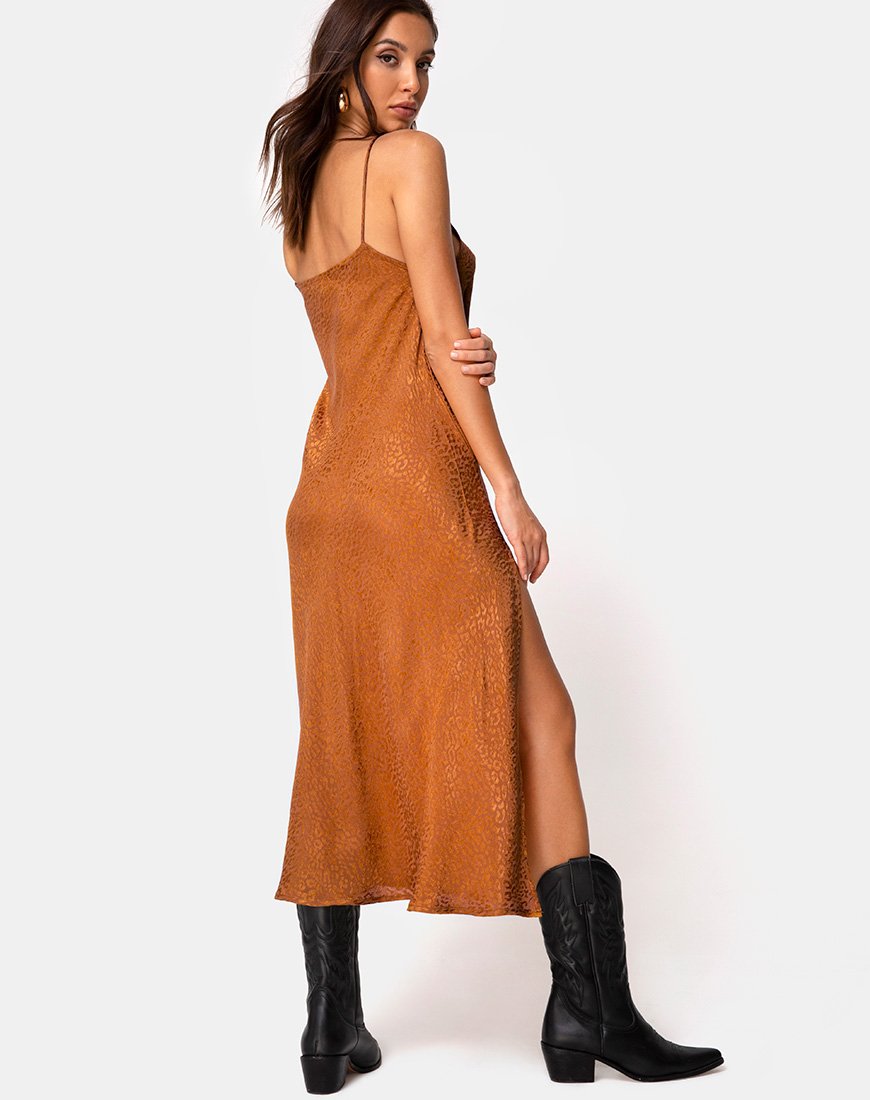 Immagine di Quinty Dress in raso oro Cheetah