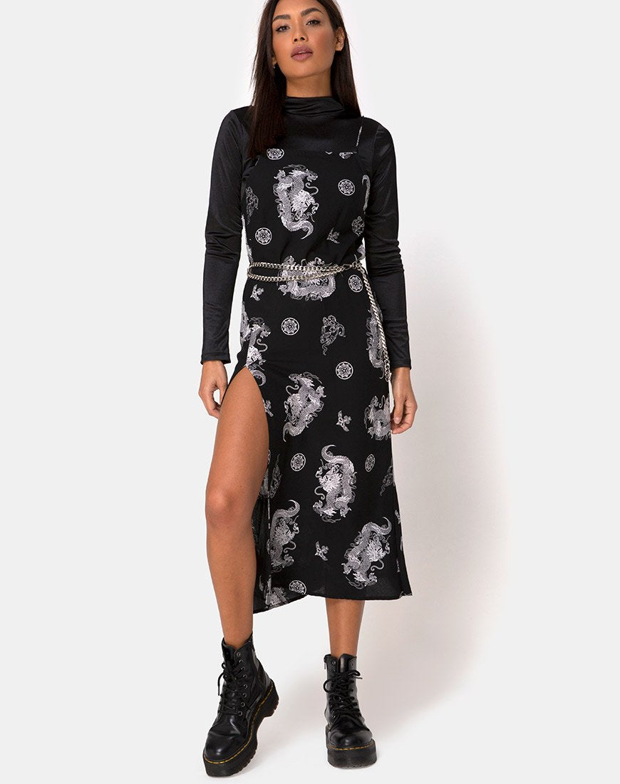 Maxi abito Quinty in Dragon Black