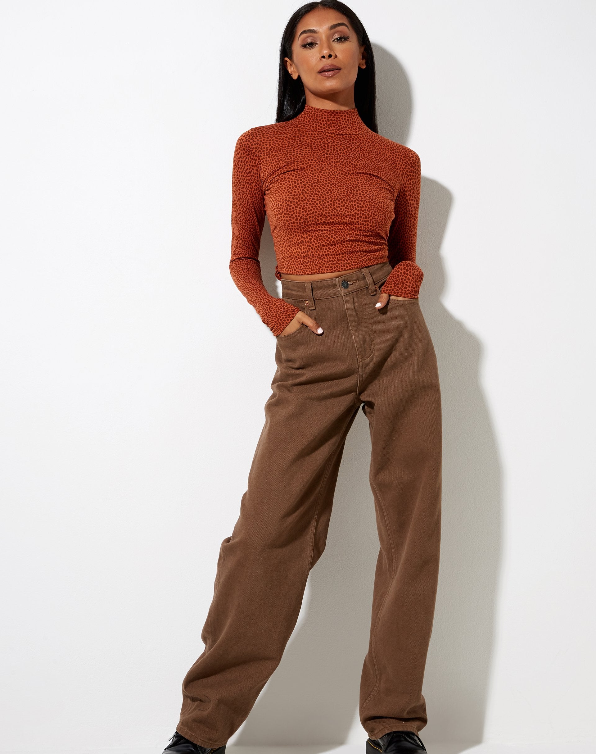 Immagine di Quky Crop Top in Mini Croc Brown