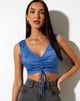 Immagine di Raeless Crop Top in raso Zebra Blue Bonnet
