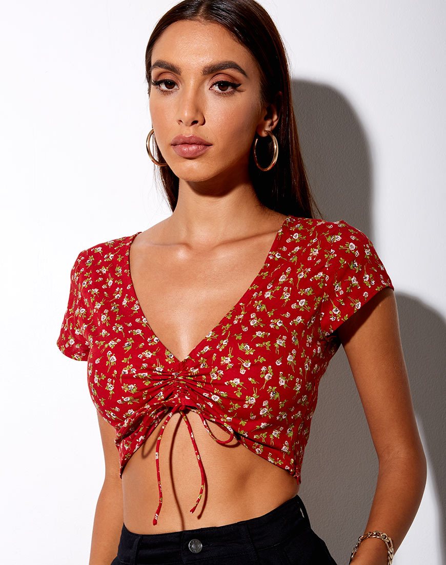 Immagine di Raeto Crop Top in Falling For You Floral Red