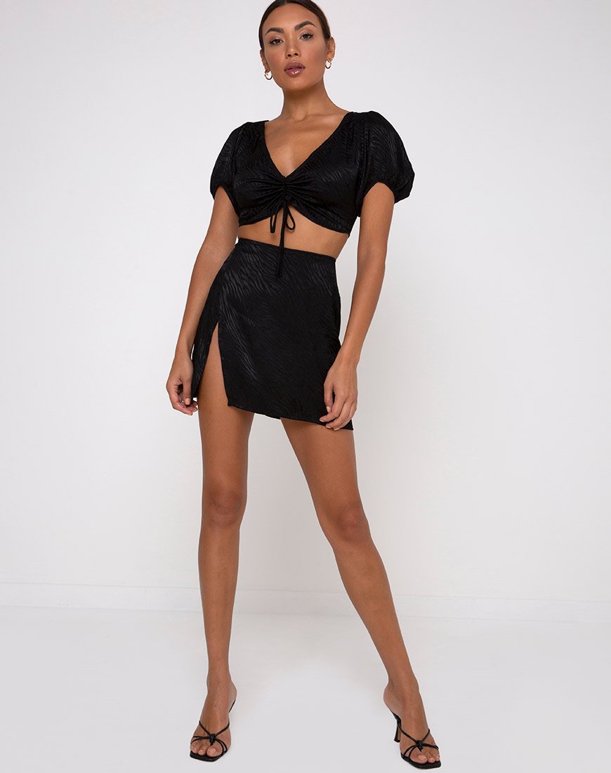 Immagine di Shenka Mini Gonna in Raso Zebra Nero