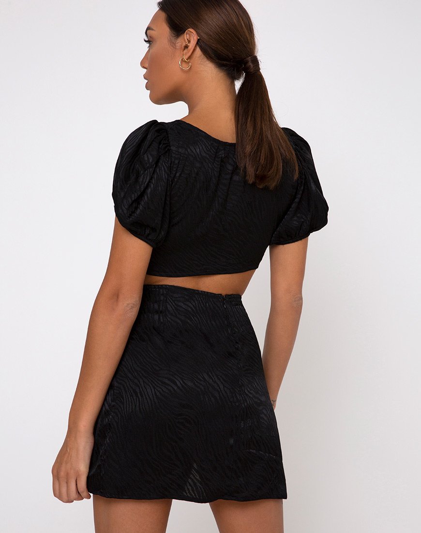 Immagine di Raemzi Crop Top in raso Zebra Nero