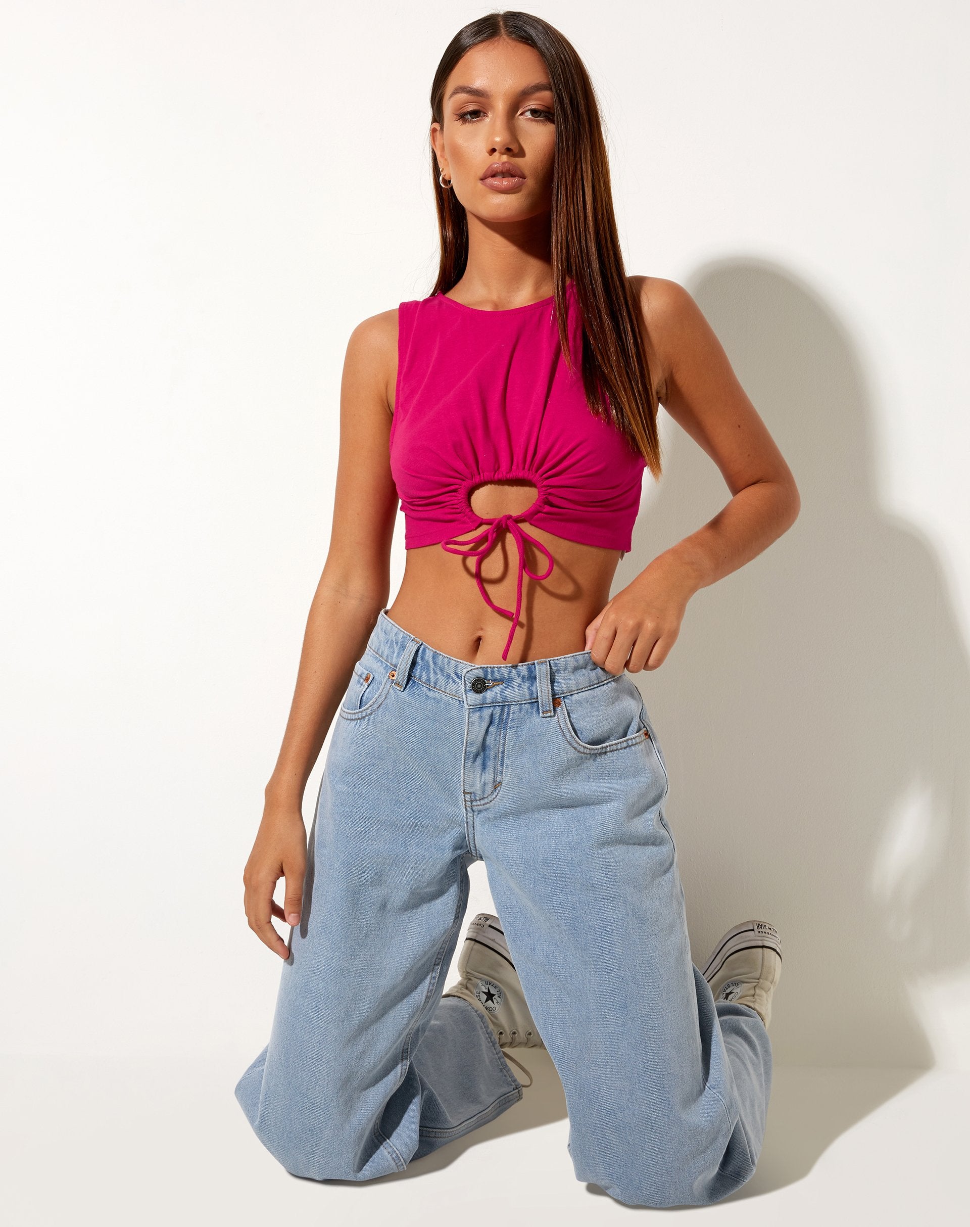 Immagine di Yasni Crop Top in Lycra Fandango Rosa