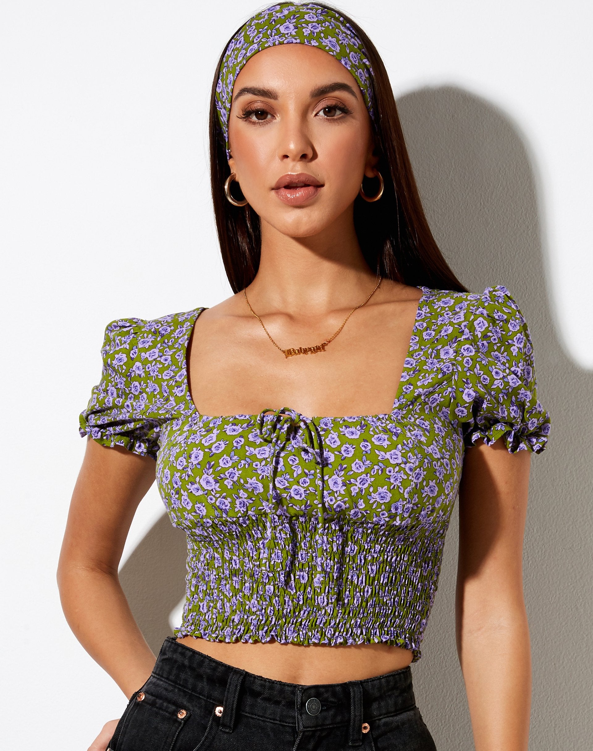 Immagine di Raquel Crop Top in Autumn Blossom Khaki
