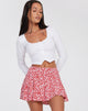 immagine di Rara Mini Skirt in Ditsy Butterfly Pesca e Rosso