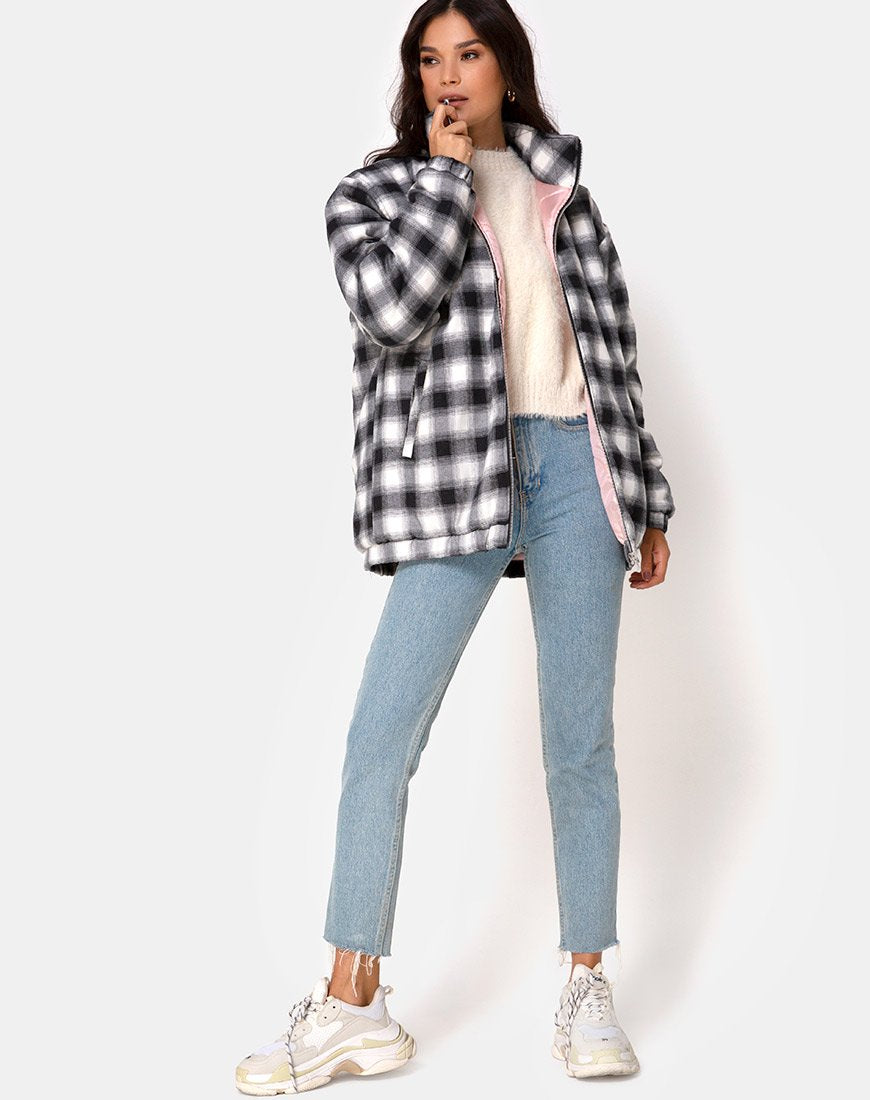 Immagine della giacca Raven in plaid bianco e nero
