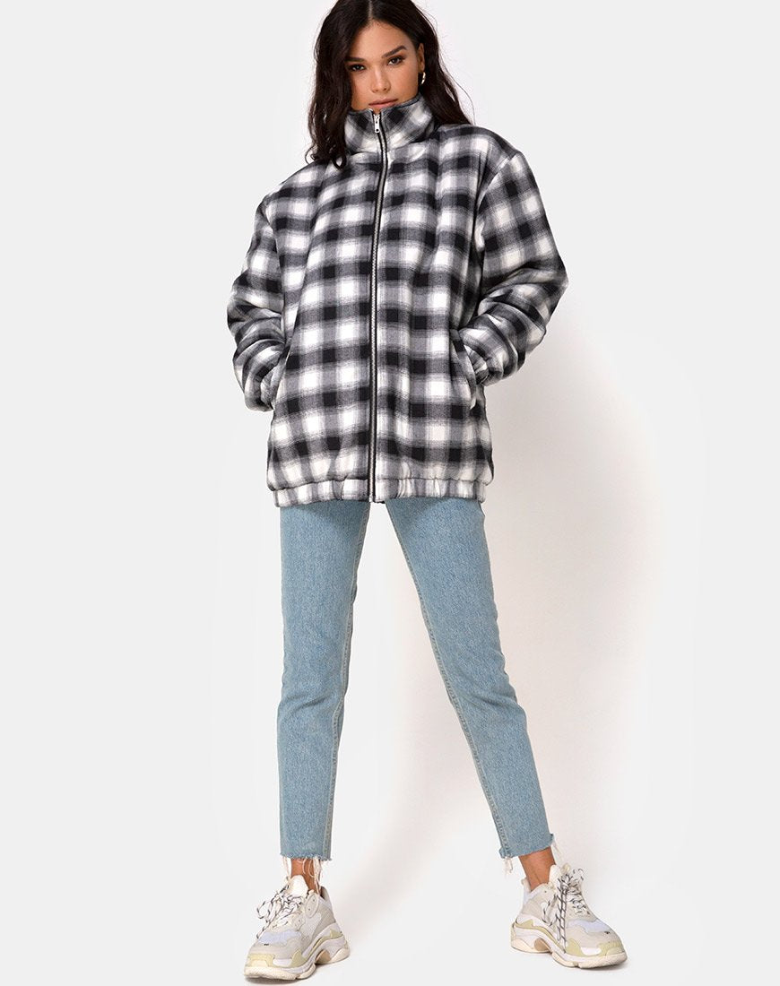 Immagine della giacca Raven in plaid bianco e nero