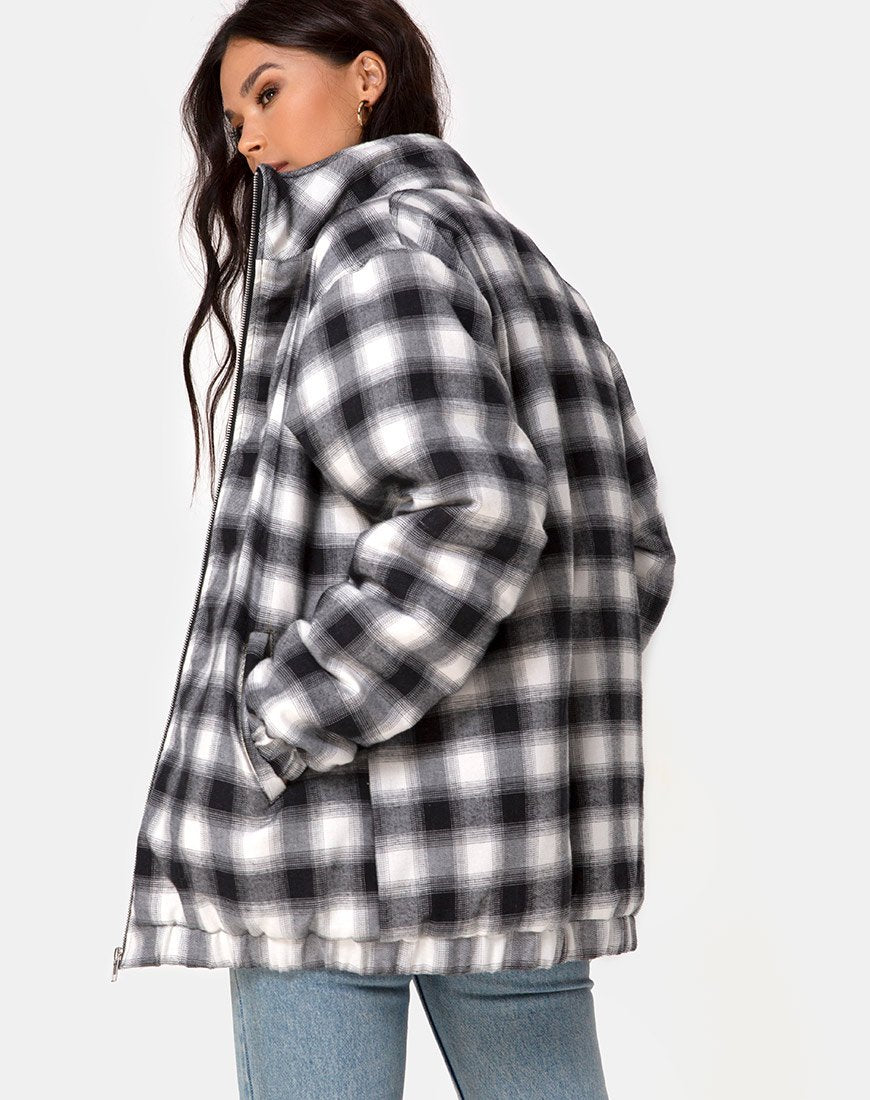 Giacca Raven in plaid bianco e nero
