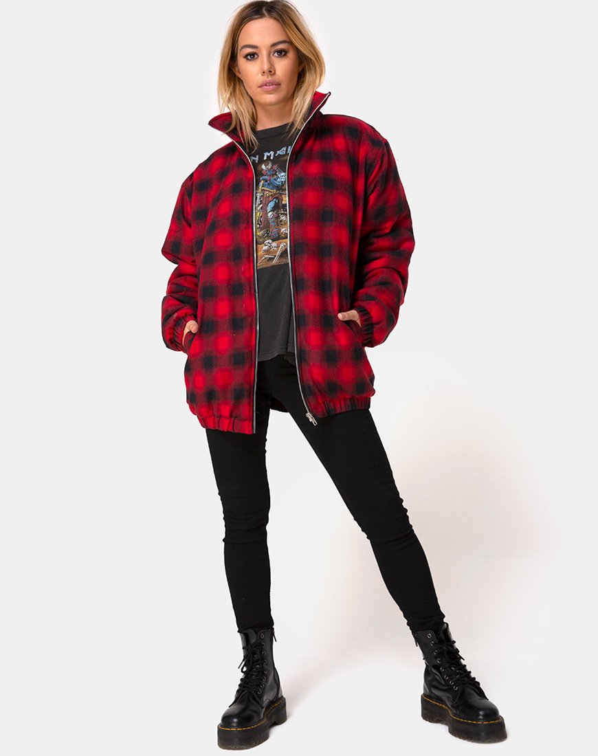 Immagine della giacca Raven in Plaid Rosso Nero