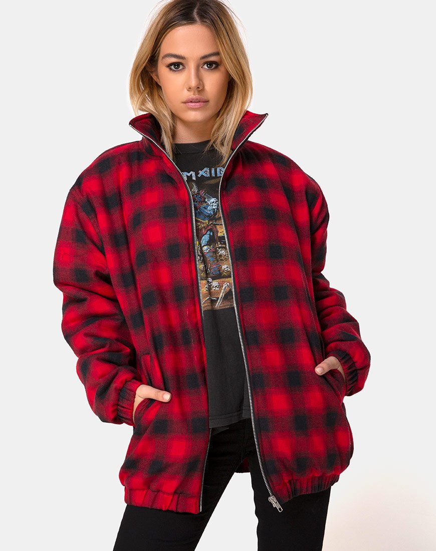 Immagine della giacca Raven in Plaid Rosso Nero