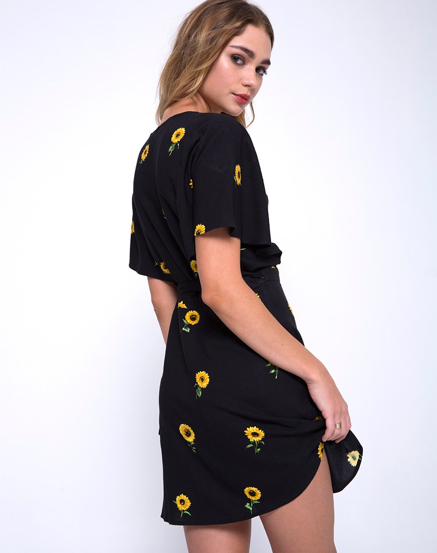 Vestito a portafoglio Rawa in Ditsy Sunflower