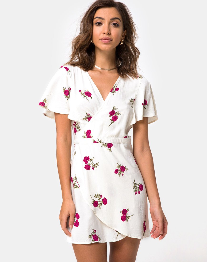 Vestito a portafoglio Rawa in Grunge Rose Avorio