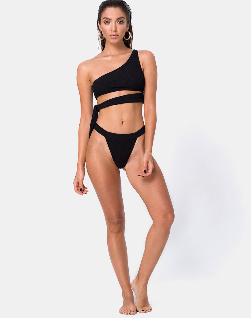 Immagine di Rawlins Bikini Top in Crinkle Rib Nero