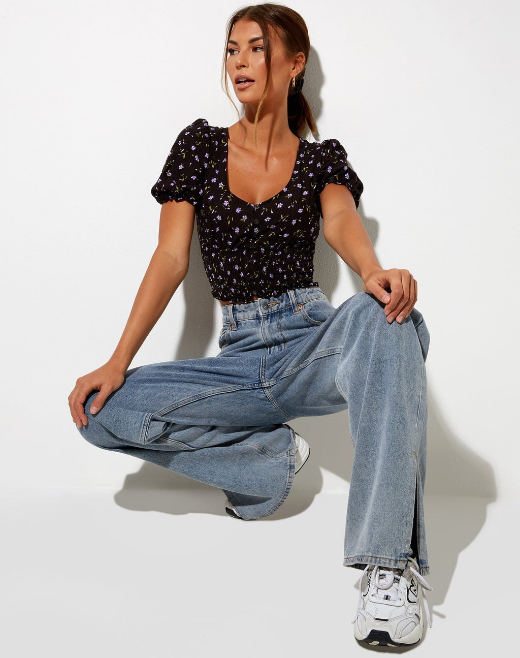 Ray Top in Pretty Petal Coffee e Purple
