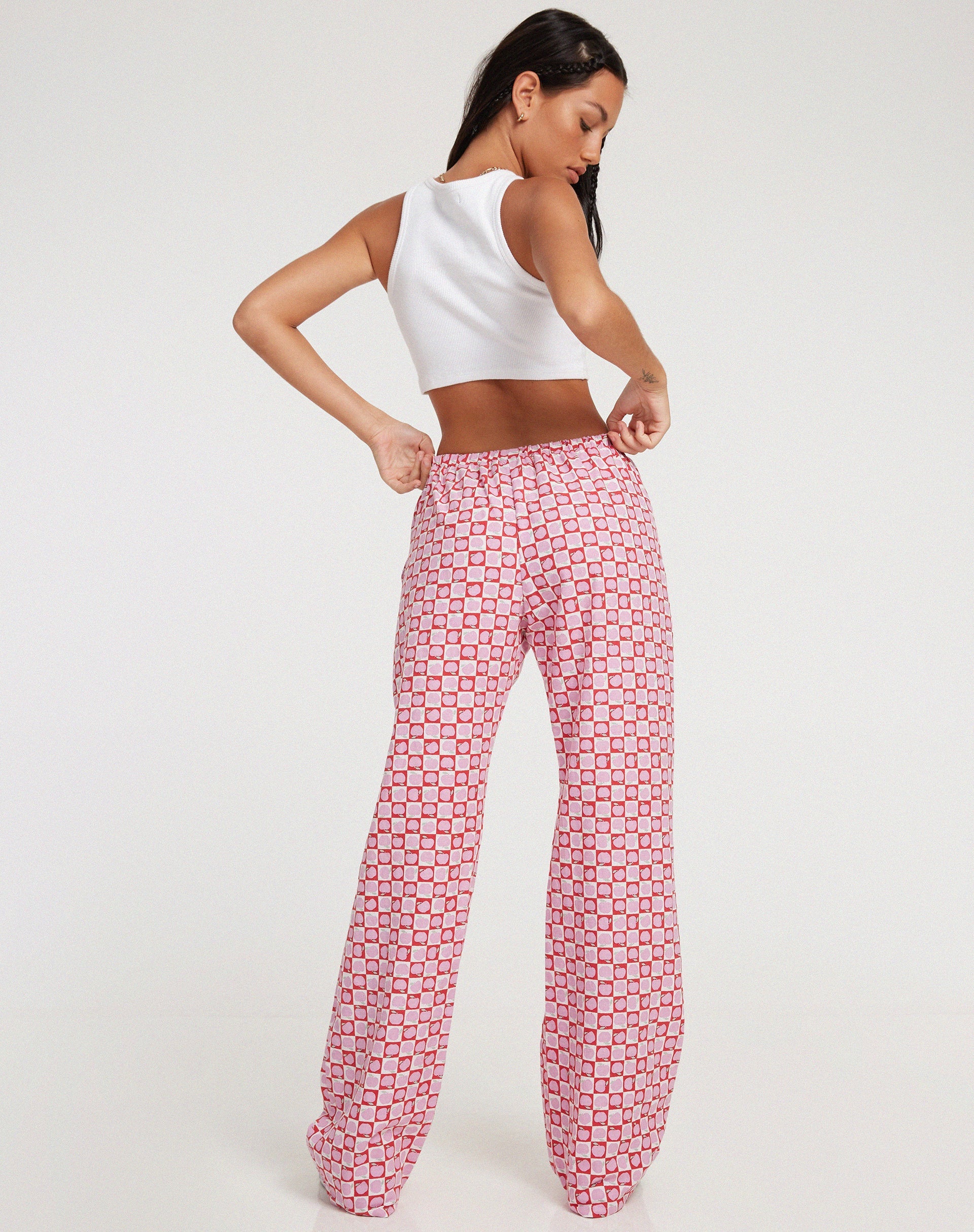 image of Raya Pantaloni a gamba larga in Apple Check Blush Red