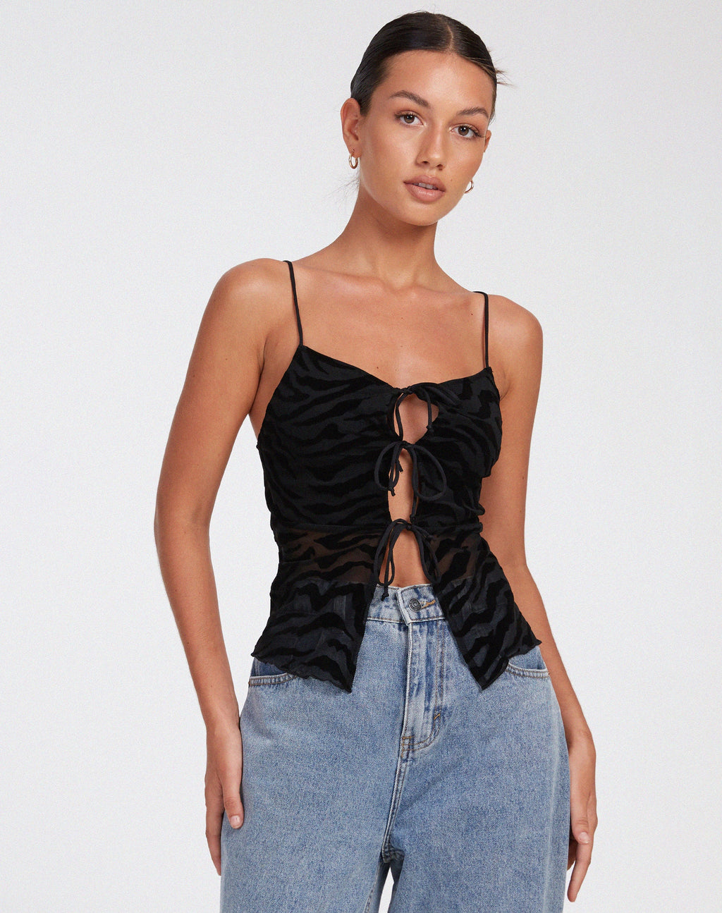 Top Rayu in Zebra Flock Nero