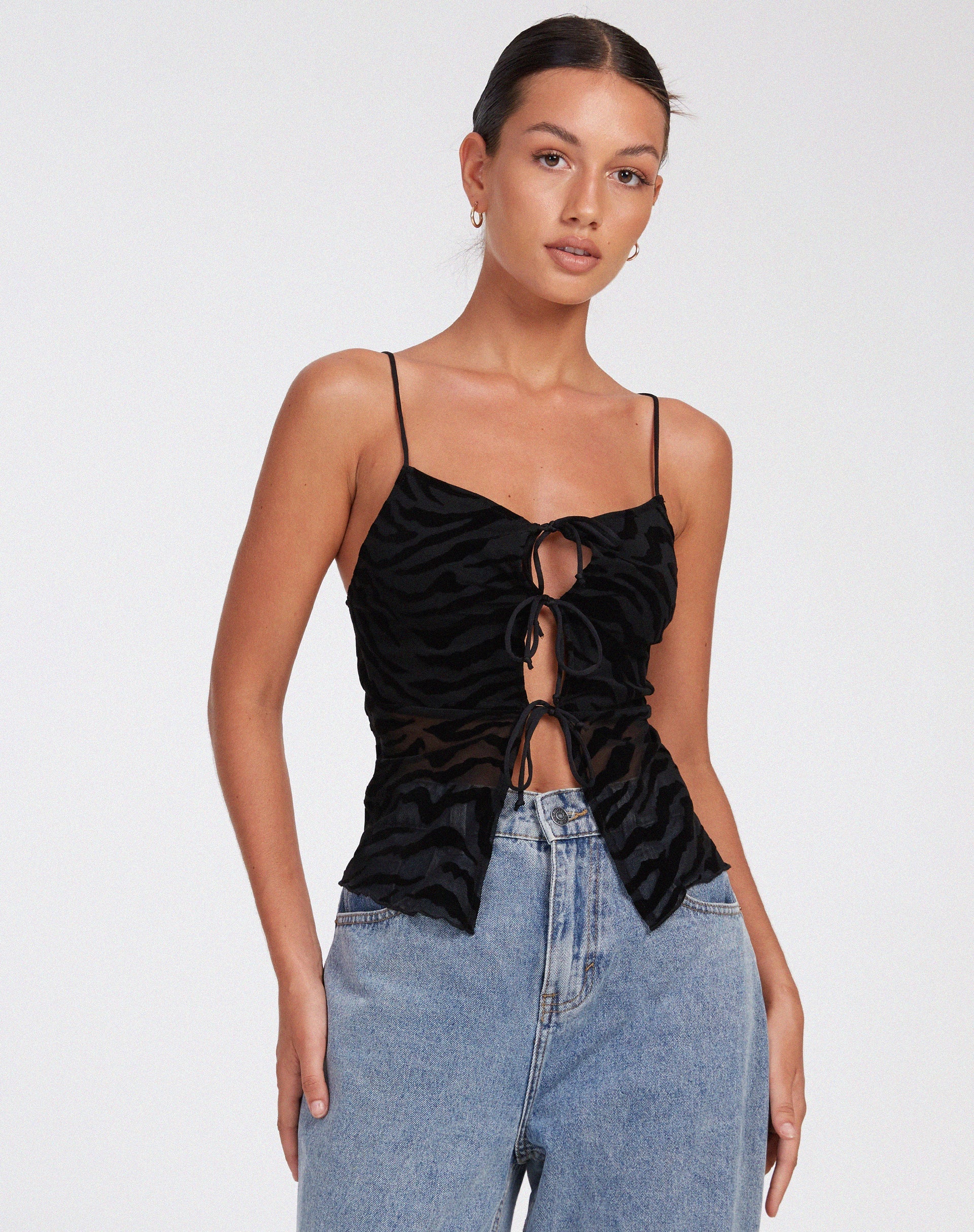 IMMAGINE DEL TOP Rayu in Zebra Flock Nero