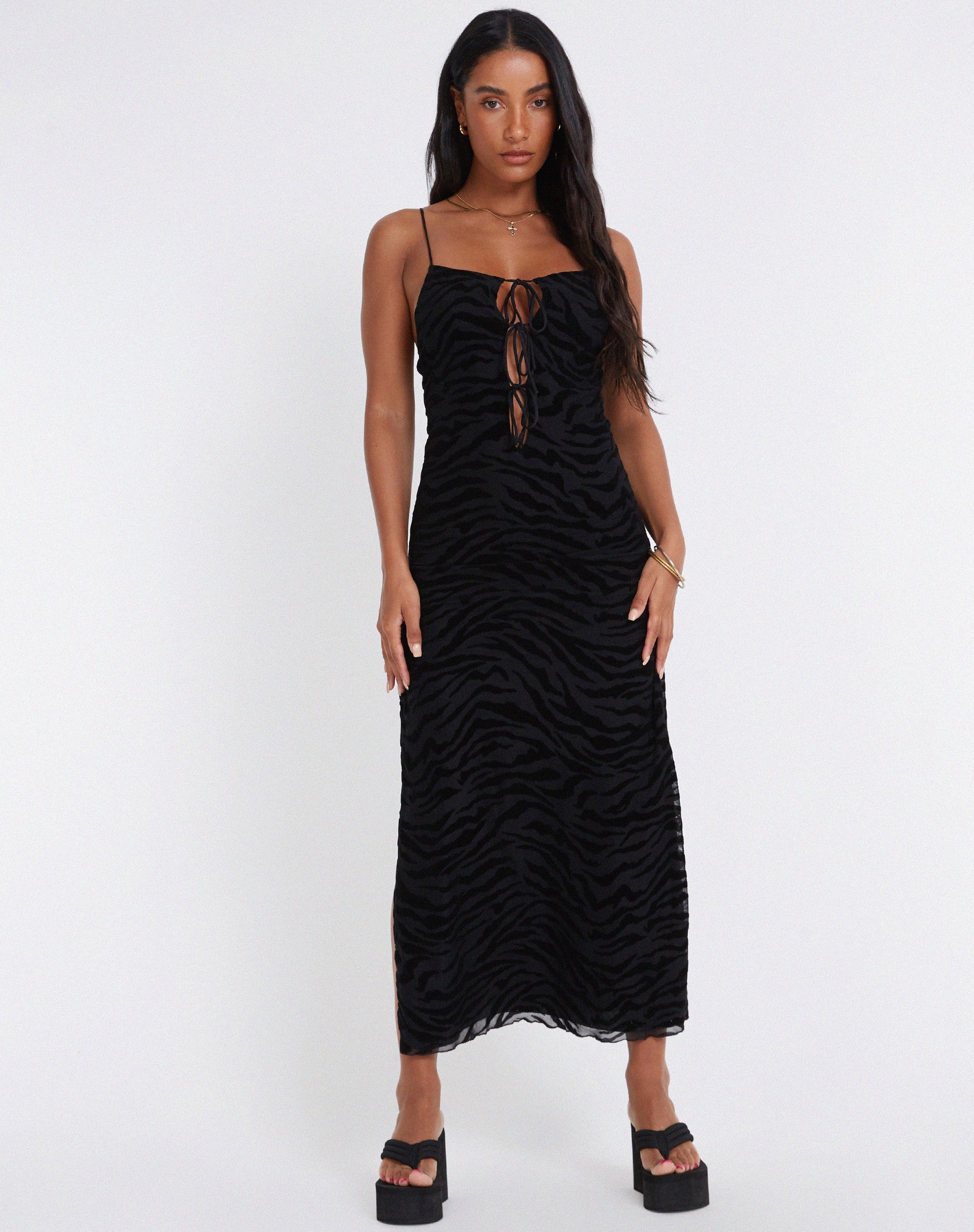 immagine di Rayuma Maxi Dress in Zebra Flock Nero